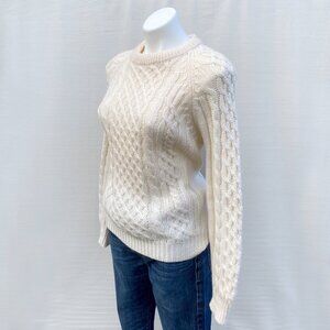 100% Virgin Wool Cable Knit Cream Sweater.